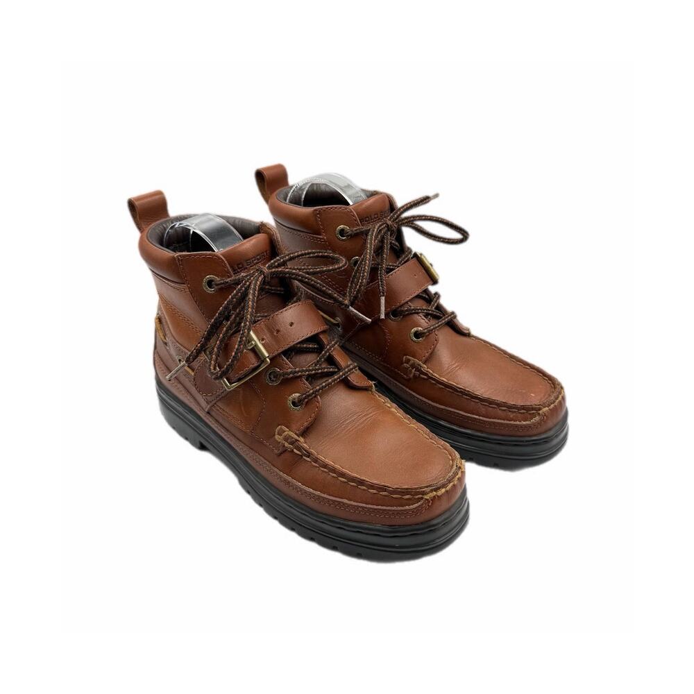 Polo Sport Ralph Lauren Boy's 6 Brown Leather Lace Up Buckle Strap Ankle Boots